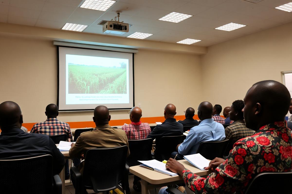 Qualintera trainer leading a food safety session with farm supervisors
