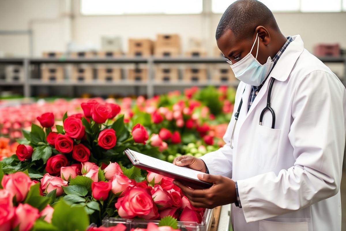 Quality inspector checking produce in a Kenyan packhouse