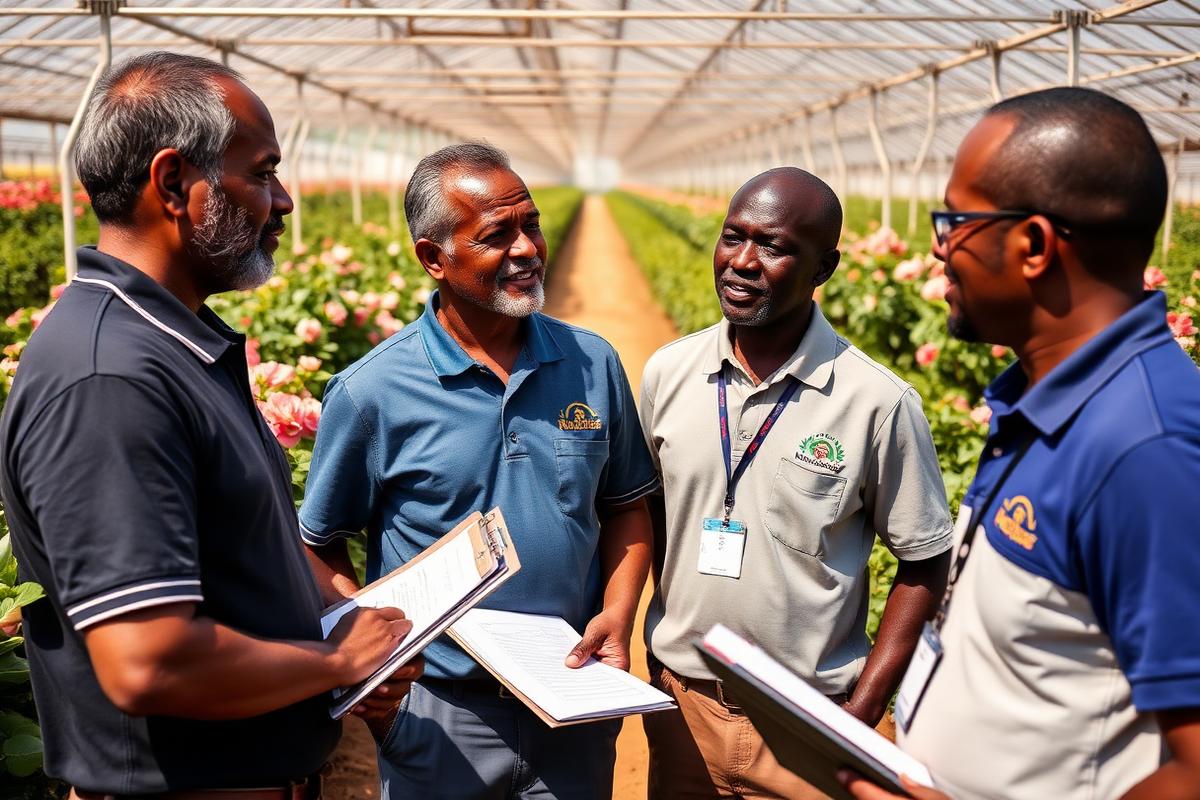 Technical advisory discussion on an agricultural site